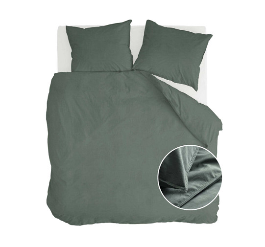 Walra Dekbedovertrek Vintage Cotton Donker Groen