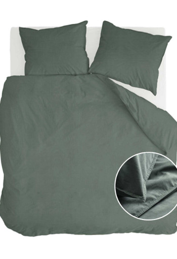 Walra Dekbedovertrek Vintage Cotton Donker Groen