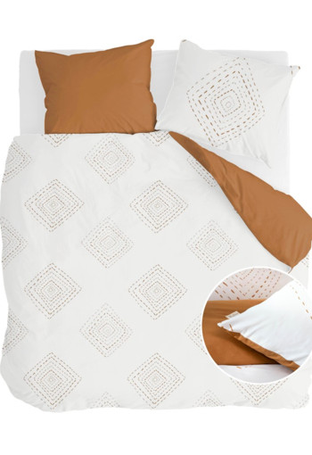 Walra Dekbedovertrek Boho Stitches Wit/Cognac
