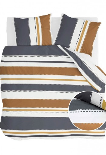 Walra Dekbedovertrek Stripes & Stitches Antraciet