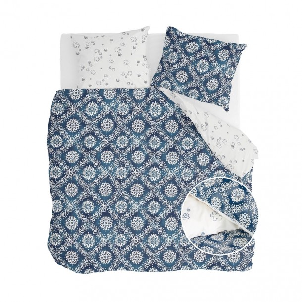 Walra Dekbedovertrek Crossed Flowers Blauw