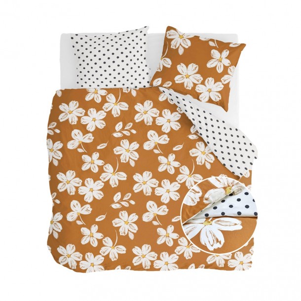 Walra Dekbedovertrek Fancy Flowers Cognac