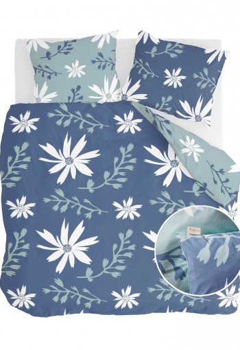 Walra Dekbedovertrek Favorite Flowers Blauw/Jade