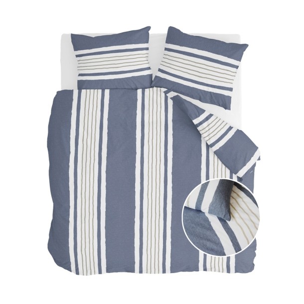 Walra Dekbedovertrek Painted Stripes Jeans Blauw