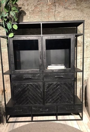 Jax 4 Door 5 Drawer Cabinet Black 160
